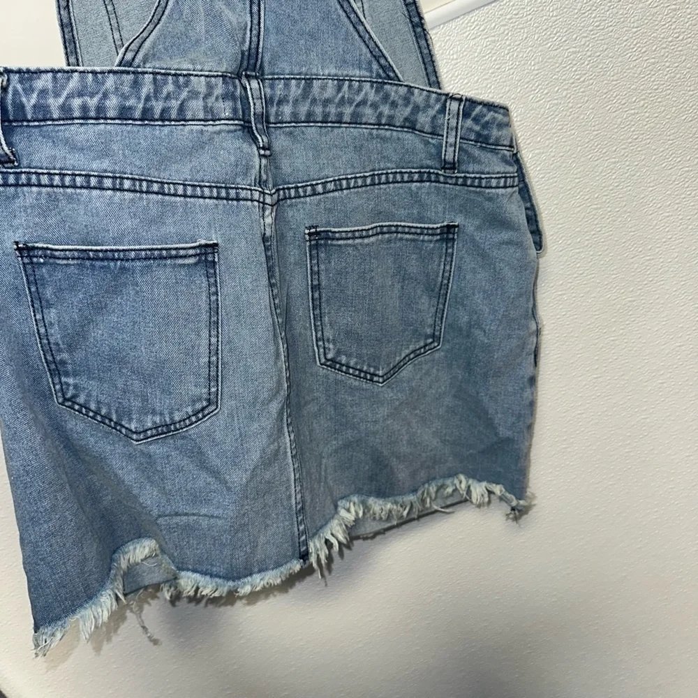 NWT Women HAWALILI Denim Overall Dress Light Blue M Stretchy Comfort New